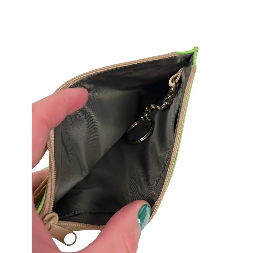 Dooney and Bourke Green DB Printed Coated Canvas Wristlet Wallet